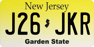 NJ license plate J26JKR