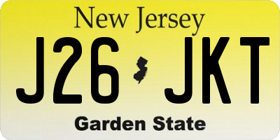 NJ license plate J26JKT