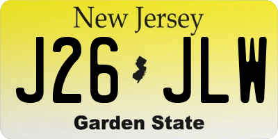 NJ license plate J26JLW