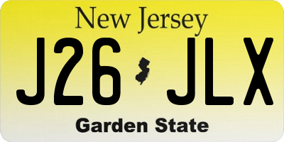 NJ license plate J26JLX
