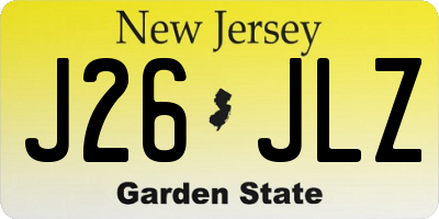 NJ license plate J26JLZ