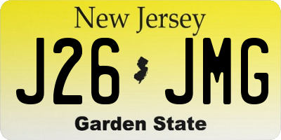 NJ license plate J26JMG