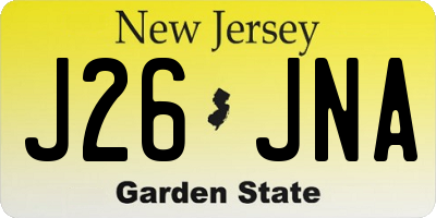 NJ license plate J26JNA