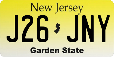 NJ license plate J26JNY