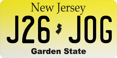 NJ license plate J26JOG