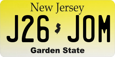 NJ license plate J26JOM