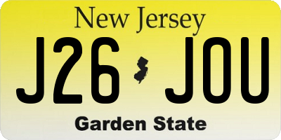 NJ license plate J26JOU