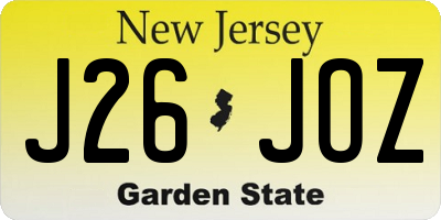 NJ license plate J26JOZ