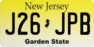 NJ license plate J26JPB