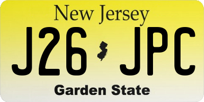 NJ license plate J26JPC