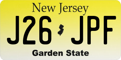 NJ license plate J26JPF