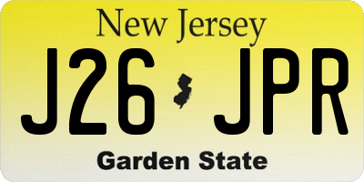 NJ license plate J26JPR