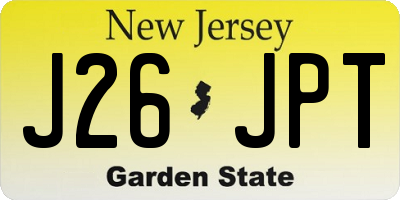 NJ license plate J26JPT