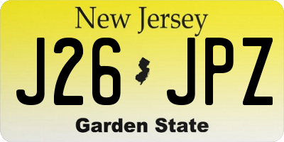NJ license plate J26JPZ
