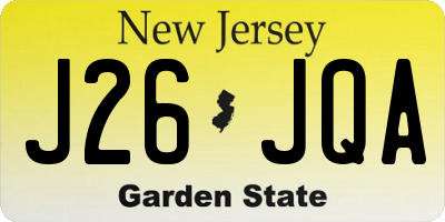 NJ license plate J26JQA