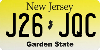 NJ license plate J26JQC