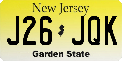 NJ license plate J26JQK