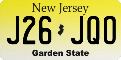 NJ license plate J26JQO