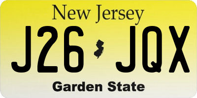 NJ license plate J26JQX