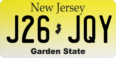 NJ license plate J26JQY