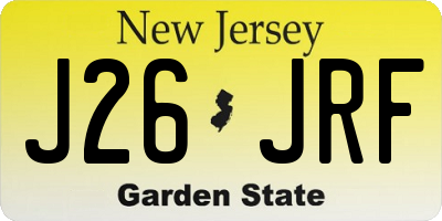NJ license plate J26JRF