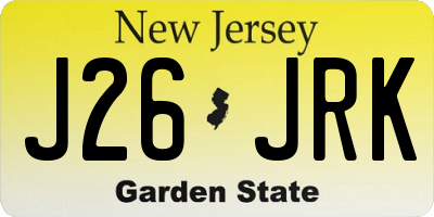 NJ license plate J26JRK
