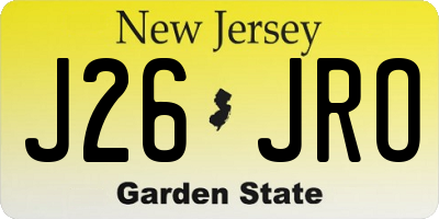NJ license plate J26JRO