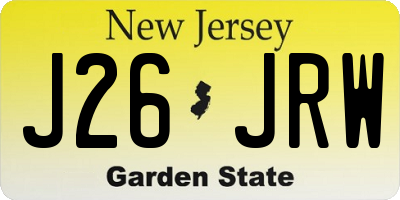NJ license plate J26JRW