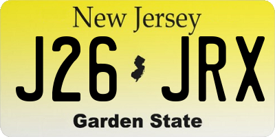 NJ license plate J26JRX