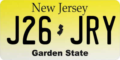 NJ license plate J26JRY