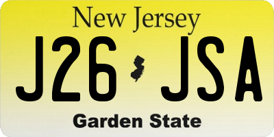 NJ license plate J26JSA