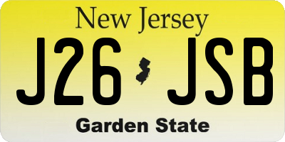NJ license plate J26JSB