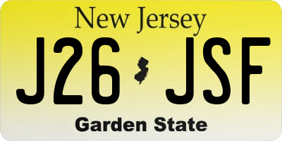 NJ license plate J26JSF