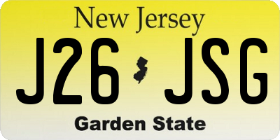 NJ license plate J26JSG