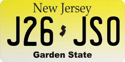 NJ license plate J26JSO