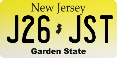 NJ license plate J26JST