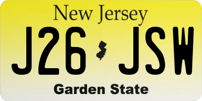 NJ license plate J26JSW