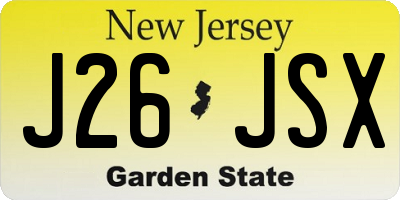 NJ license plate J26JSX