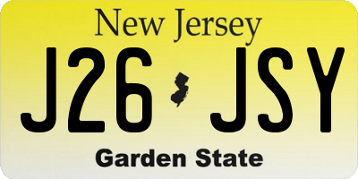 NJ license plate J26JSY