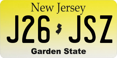 NJ license plate J26JSZ