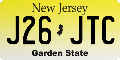 NJ license plate J26JTC