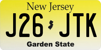 NJ license plate J26JTK