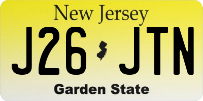 NJ license plate J26JTN