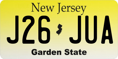NJ license plate J26JUA