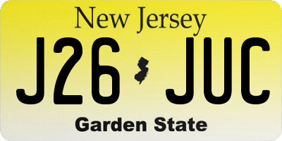 NJ license plate J26JUC