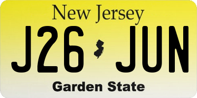 NJ license plate J26JUN