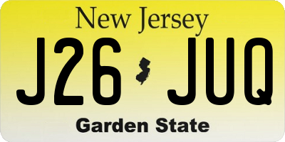NJ license plate J26JUQ