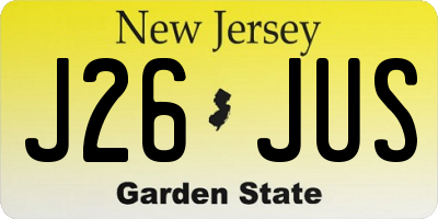 NJ license plate J26JUS