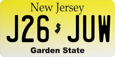 NJ license plate J26JUW