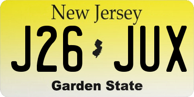 NJ license plate J26JUX